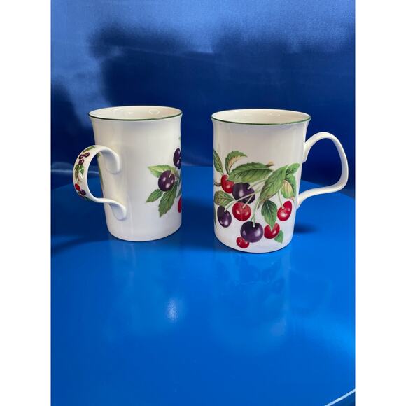 Lascelles Classic Collection Cherry Design Coffee Mugs Made in England - Picture 1 of 6